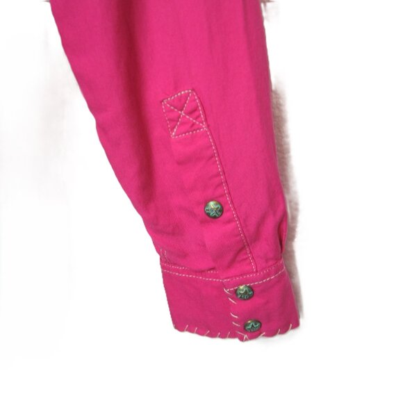 Ryan Michael Pink Women Size M Long Sleeve Snap Button Silk Shirt Top Western - Picture 8 of 14